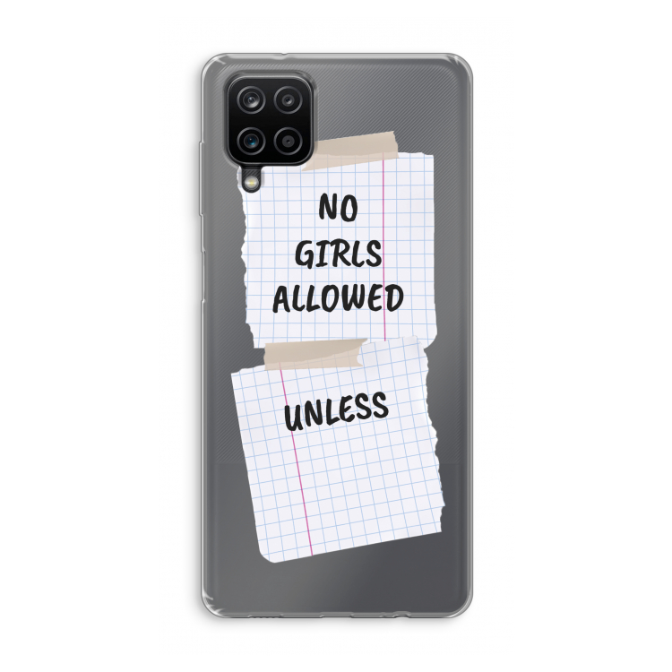No Girls Allowed Unless: Samsung Galaxy A12 Transparant Hoesje