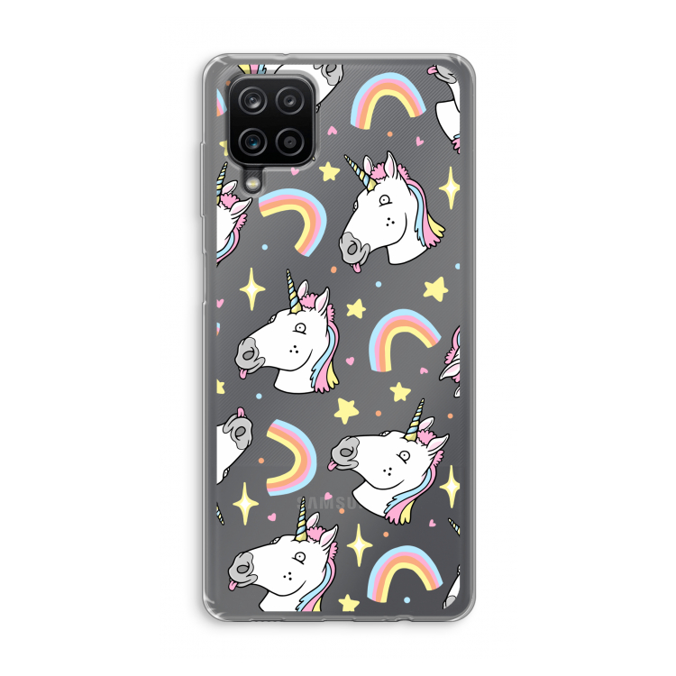 Rainbow Unicorn: Samsung Galaxy A12 Transparant Hoesje