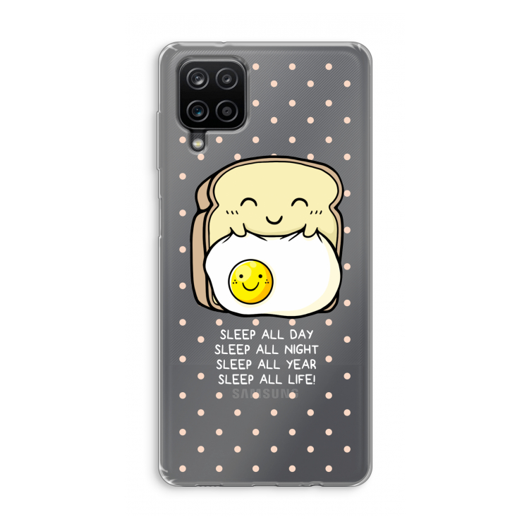 Sleep All Day: Samsung Galaxy A12 Transparant Hoesje
