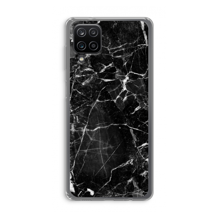 Zwart Marmer 2: Samsung Galaxy A12 Transparant Hoesje