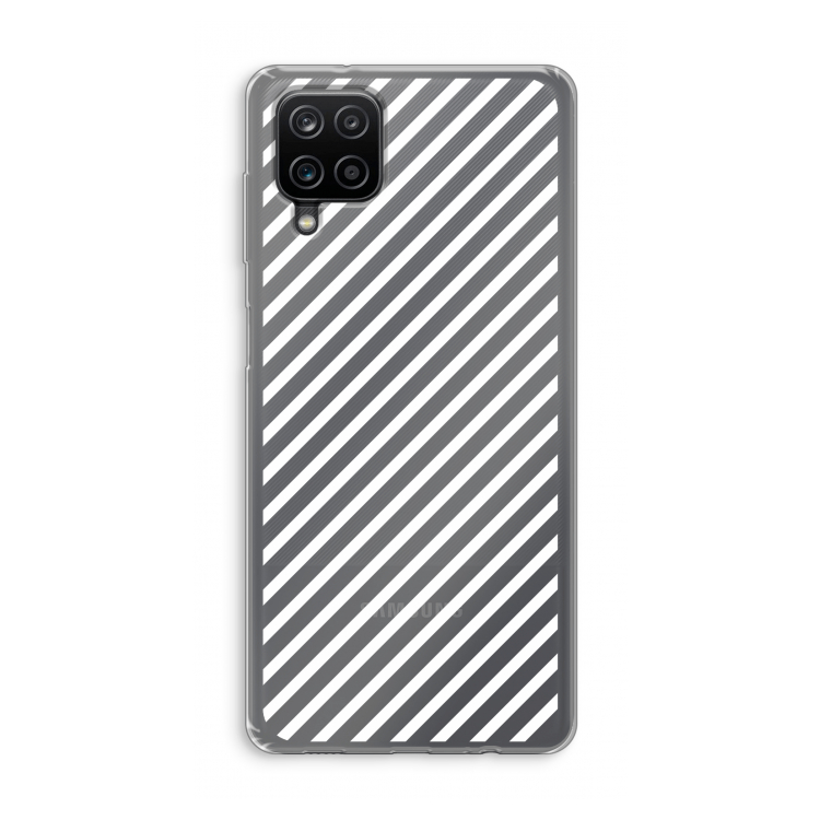 Strepen zwart-wit: Samsung Galaxy A12 Transparant Hoesje