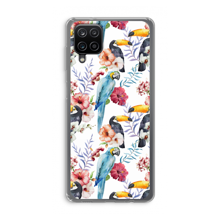 Bloemen tukan: Samsung Galaxy A12 Transparant Hoesje