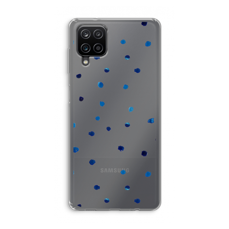 Blauwe stippen: Samsung Galaxy A12 Transparant Hoesje