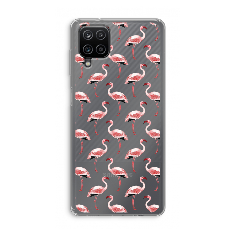 Flamingoprint groen: Samsung Galaxy A12 Transparant Hoesje