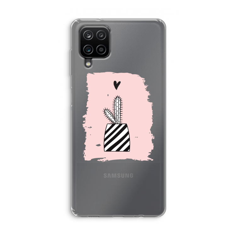Zwart-wit cactus: Samsung Galaxy A12 Transparant Hoesje