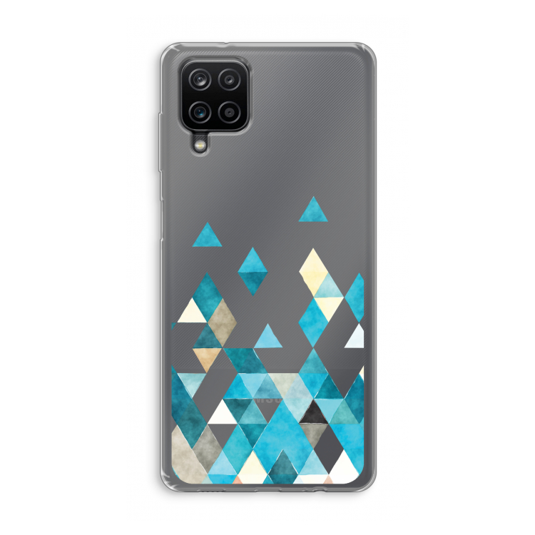 Gekleurde driehoekjes blauw: Samsung Galaxy A12 Transparant Hoesje