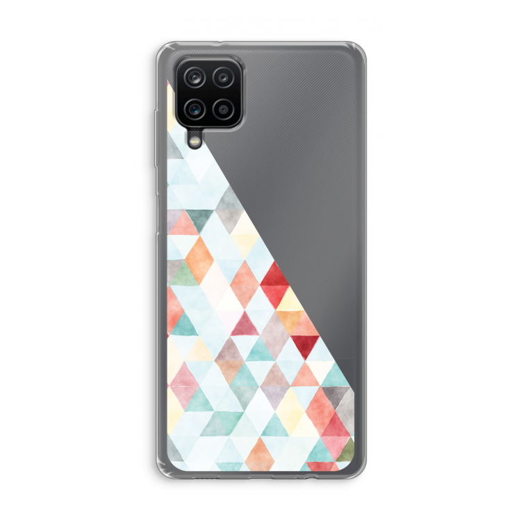 Gekleurde driehoekjes pastel: Samsung Galaxy A12 Transparant Hoesje