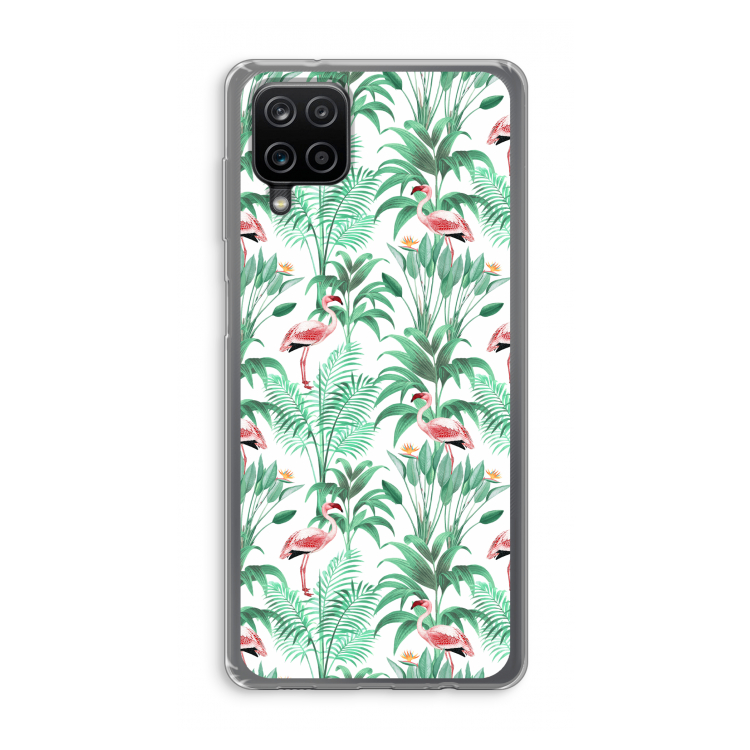 Flamingo bladeren: Samsung Galaxy A12 Transparant Hoesje