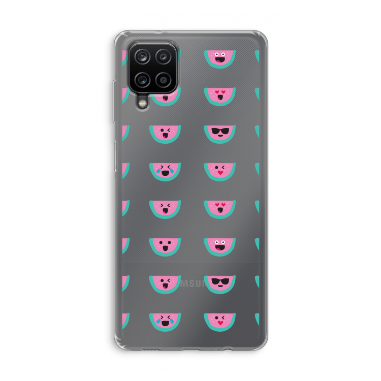 Smiley watermeloenprint: Samsung Galaxy A12 Transparant Hoesje
