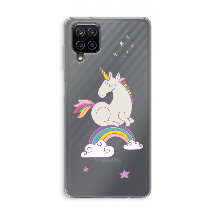 Regenboog eenhoorn: Samsung Galaxy A12 Transparant Hoesje