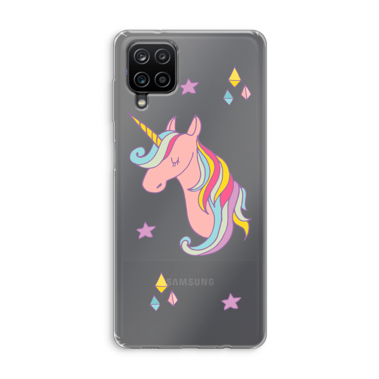 Roze eenhoorn: Samsung Galaxy A12 Transparant Hoesje
