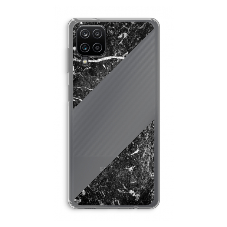 Zwart marmer: Samsung Galaxy A12 Transparant Hoesje