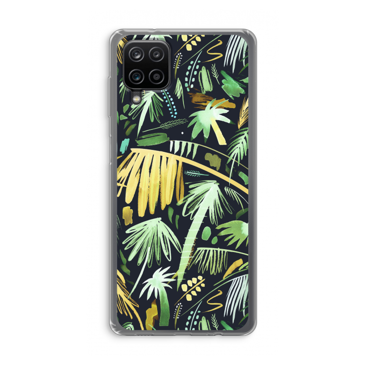 Tropical Palms Dark: Samsung Galaxy A12 Transparant Hoesje