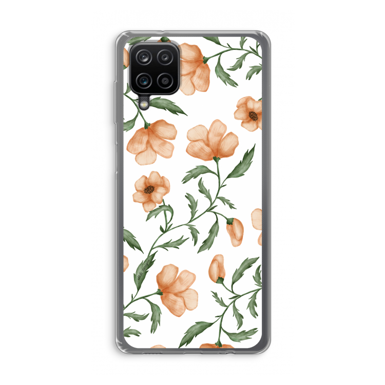 Peachy flowers: Samsung Galaxy A12 Transparant Hoesje