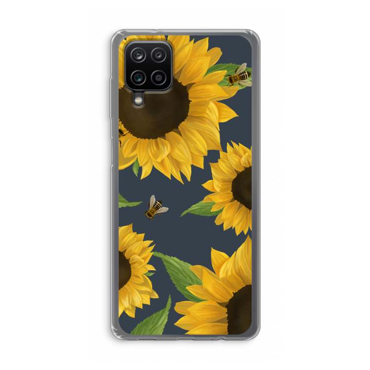 Sunflower and bees: Samsung Galaxy A12 Transparant Hoesje