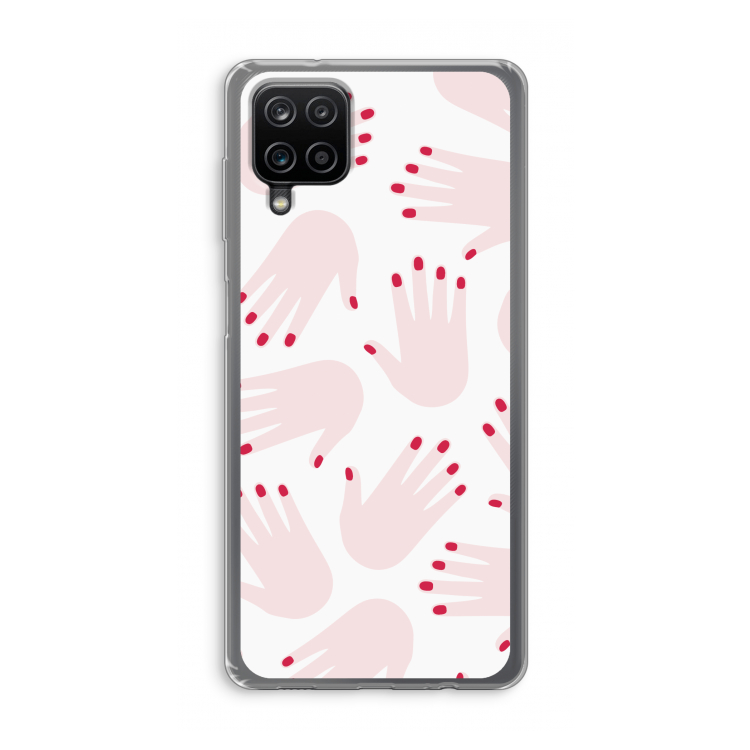 Hands pink: Samsung Galaxy A12 Transparant Hoesje