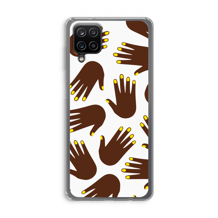 Hands dark: Samsung Galaxy A12 Transparant Hoesje