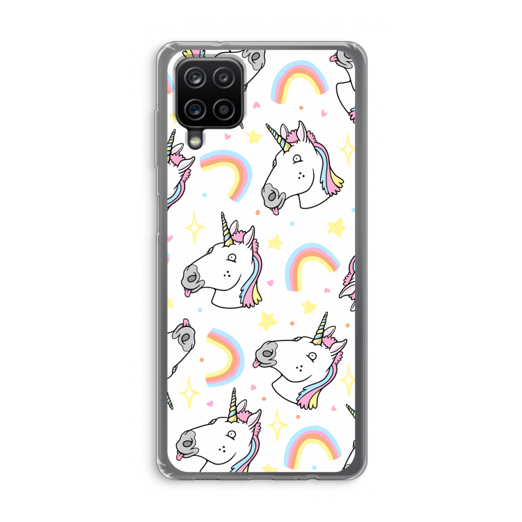Rainbow Unicorn: Samsung Galaxy A12 Transparant Hoesje