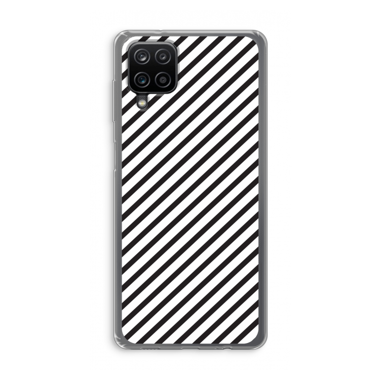 Strepen zwart-wit: Samsung Galaxy A12 Transparant Hoesje