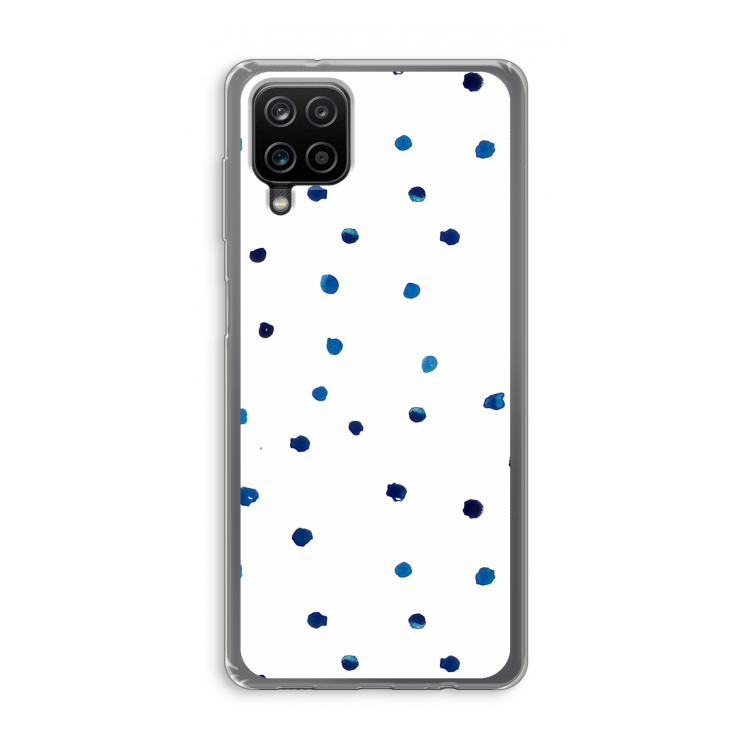 Blauwe stippen: Samsung Galaxy A12 Transparant Hoesje