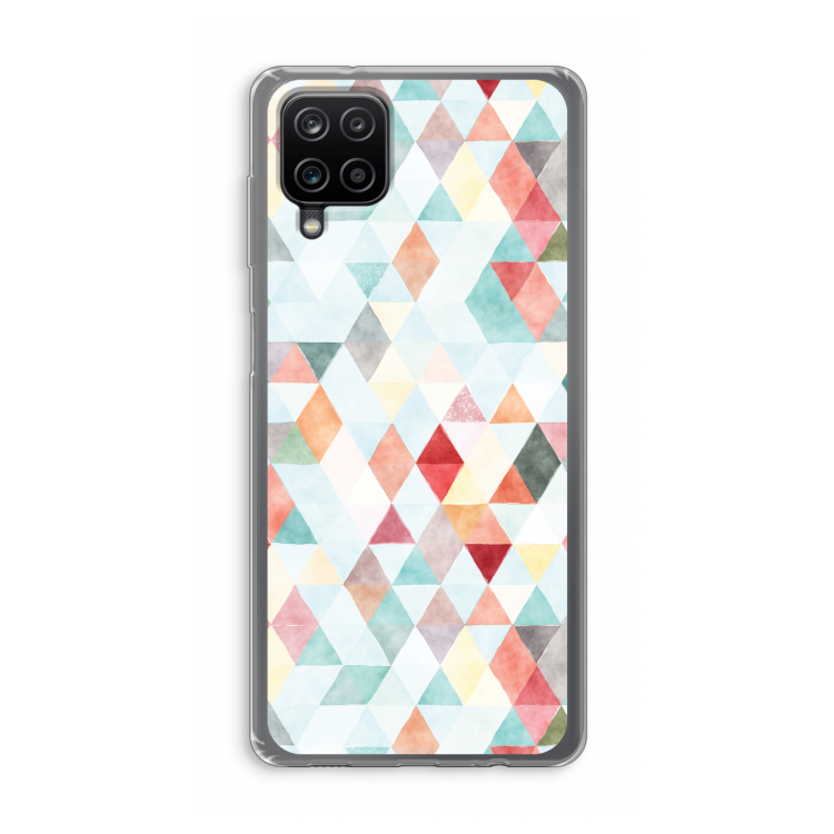 Gekleurde driehoekjes pastel: Samsung Galaxy A12 Transparant Hoesje