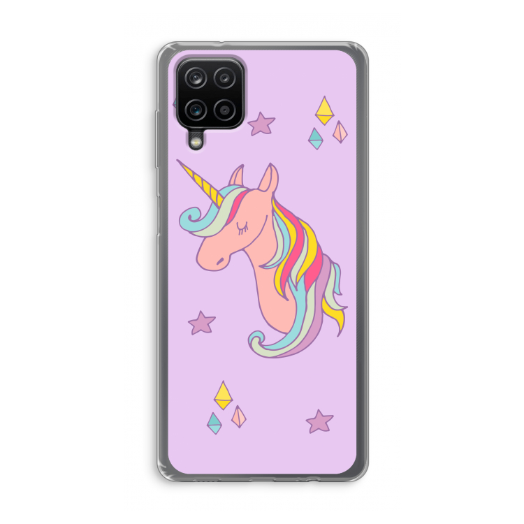 Roze eenhoorn: Samsung Galaxy A12 Transparant Hoesje