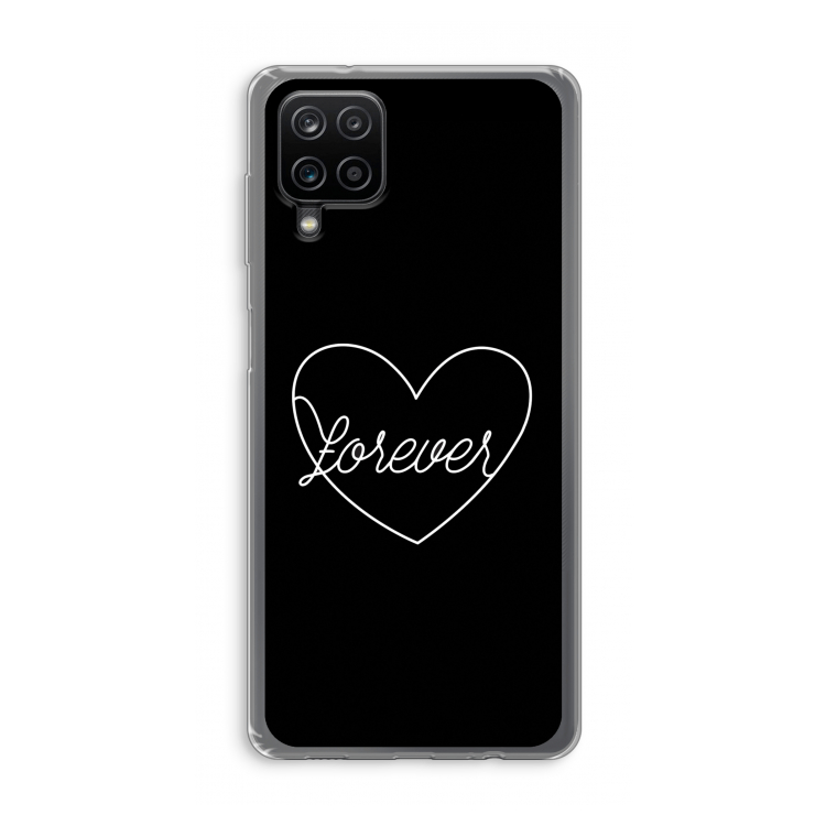 Forever heart black: Samsung Galaxy A12 Transparant Hoesje