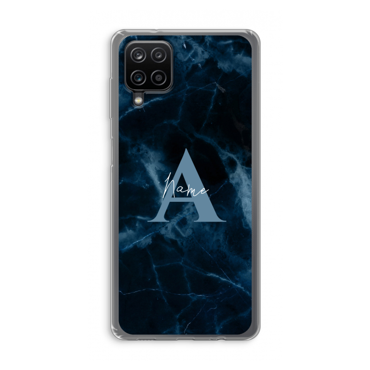 Midnight Marble: Samsung Galaxy A12 Transparant Hoesje
