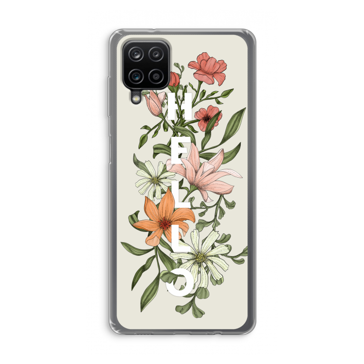 Hello bloemen: Samsung Galaxy A12 Transparant Hoesje