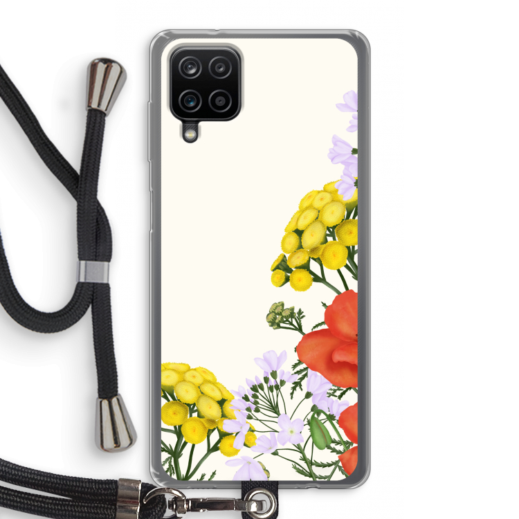 Wilde bloemen: Samsung Galaxy A12 Transparant Hoesje met koord
