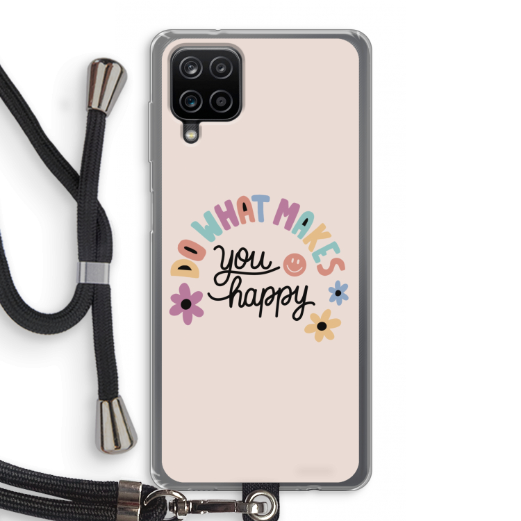 Happy days: Samsung Galaxy A12 Transparant Hoesje met koord