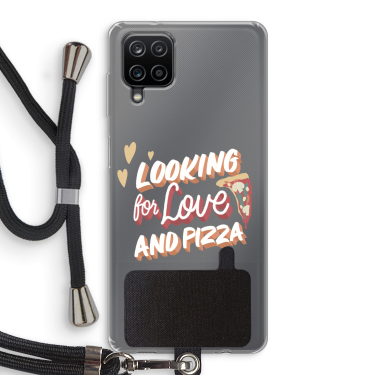 Pizza is the answer: Samsung Galaxy A12 Transparant Hoesje met koord