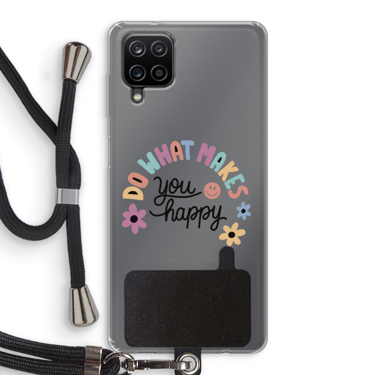 Happy days: Samsung Galaxy A12 Transparant Hoesje met koord