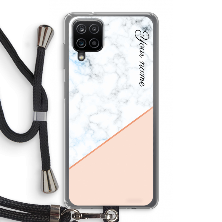Marmer in stijl: Samsung Galaxy A12 Transparant Hoesje met koord