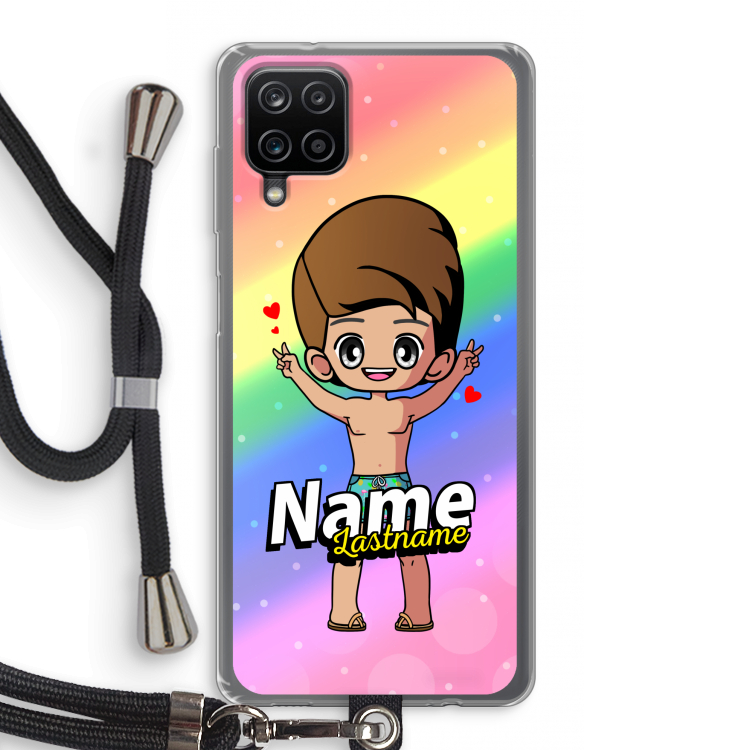 Chibi Maker man: Samsung Galaxy A12 Transparant Hoesje met koord