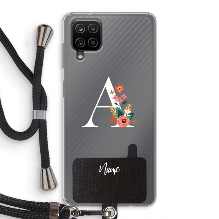 Pink Bouquet: Samsung Galaxy A12 Transparant Hoesje met koord
