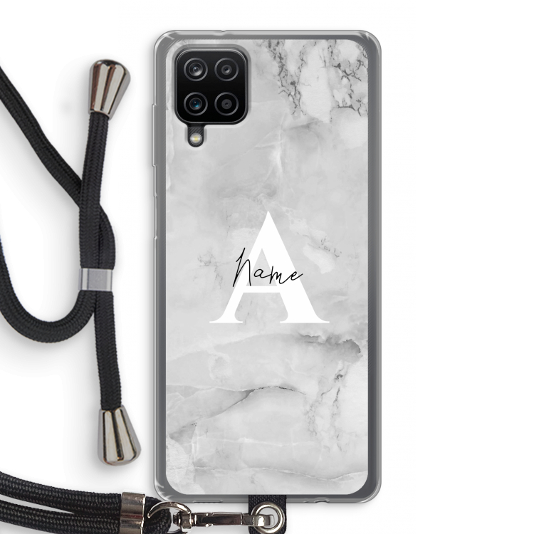 Ivory Marble: Samsung Galaxy A12 Transparant Hoesje met koord