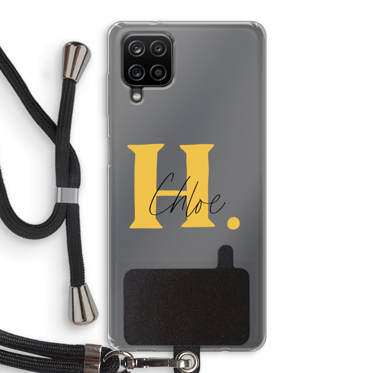 Amber Script: Samsung Galaxy A12 Transparant Hoesje met koord