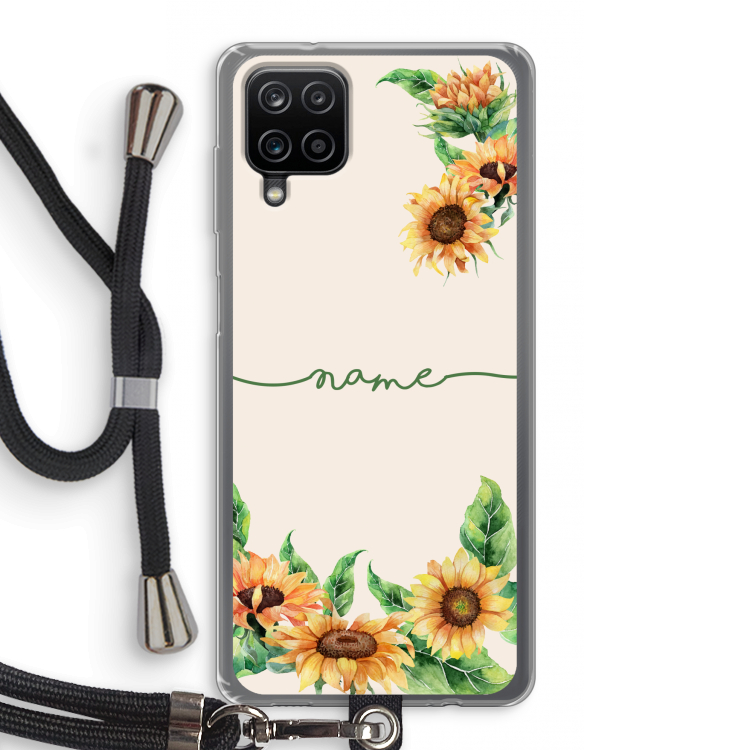 Zonnebloemen: Samsung Galaxy A12 Transparant Hoesje met koord