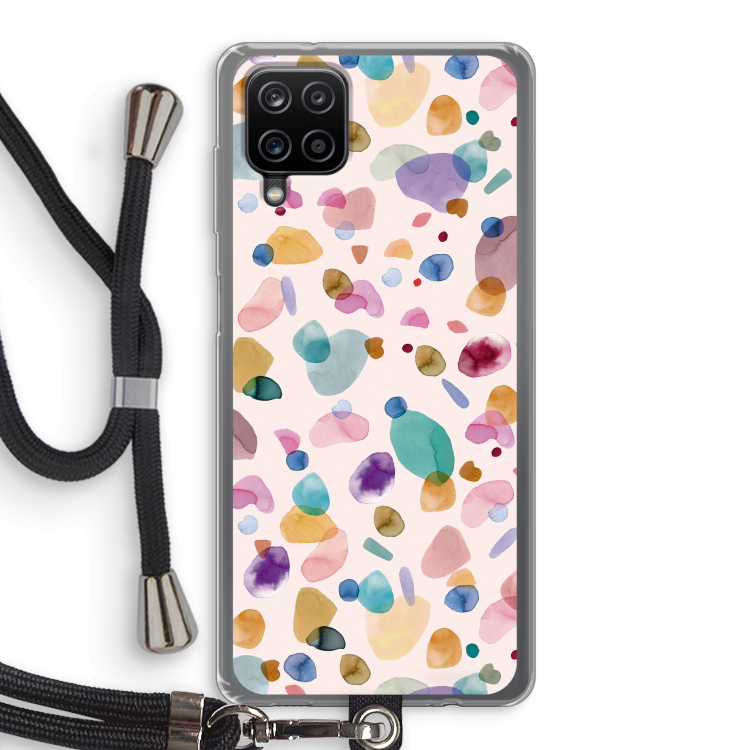 Terrazzo Memphis Pink: Samsung Galaxy A12 Transparant Hoesje met koord