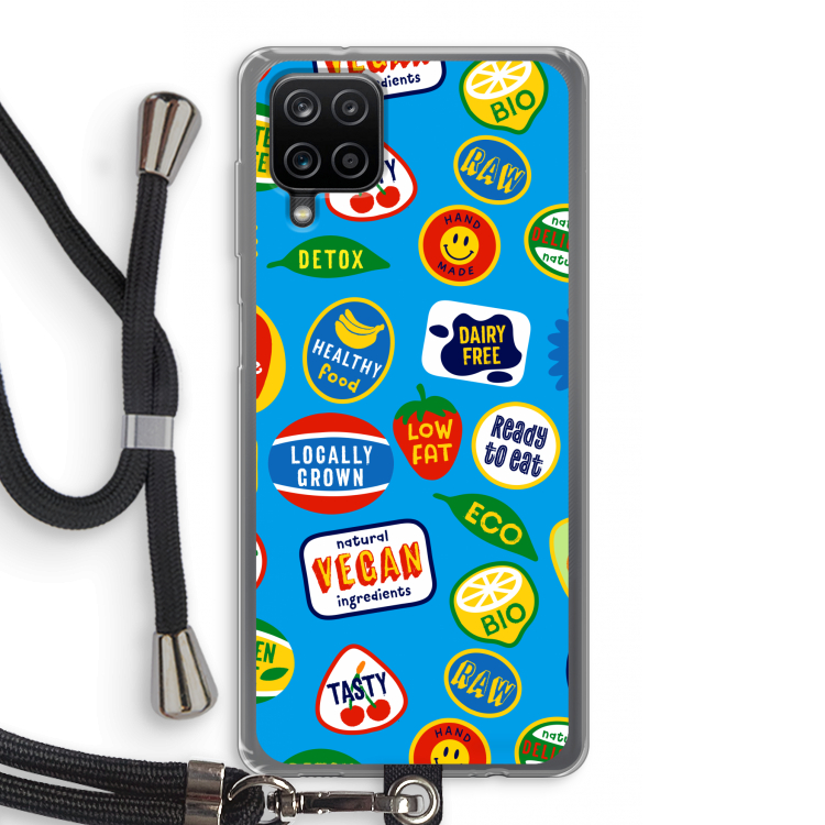 Fruitsticker: Samsung Galaxy A12 Transparant Hoesje met koord