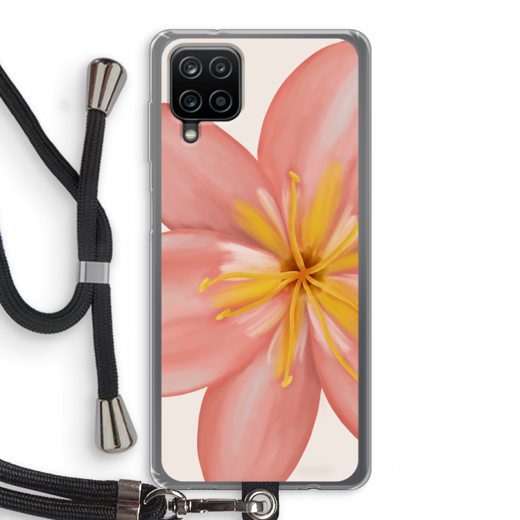 Pink Ellila Flower: Samsung Galaxy A12 Transparant Hoesje met koord