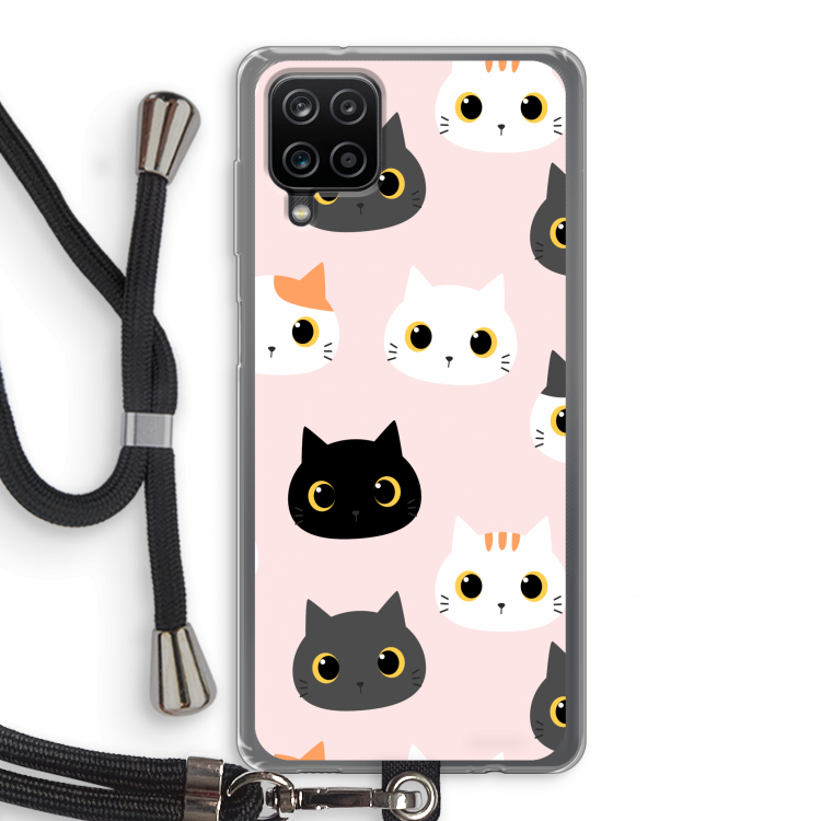 Katten: Samsung Galaxy A12 Transparant Hoesje met koord