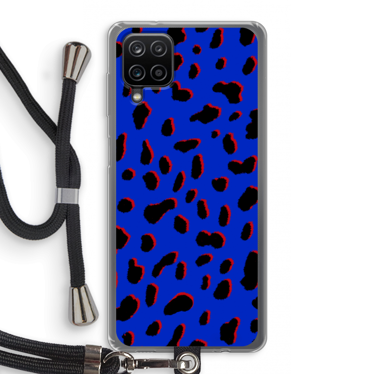 Blue Leopard: Samsung Galaxy A12 Transparant Hoesje met koord