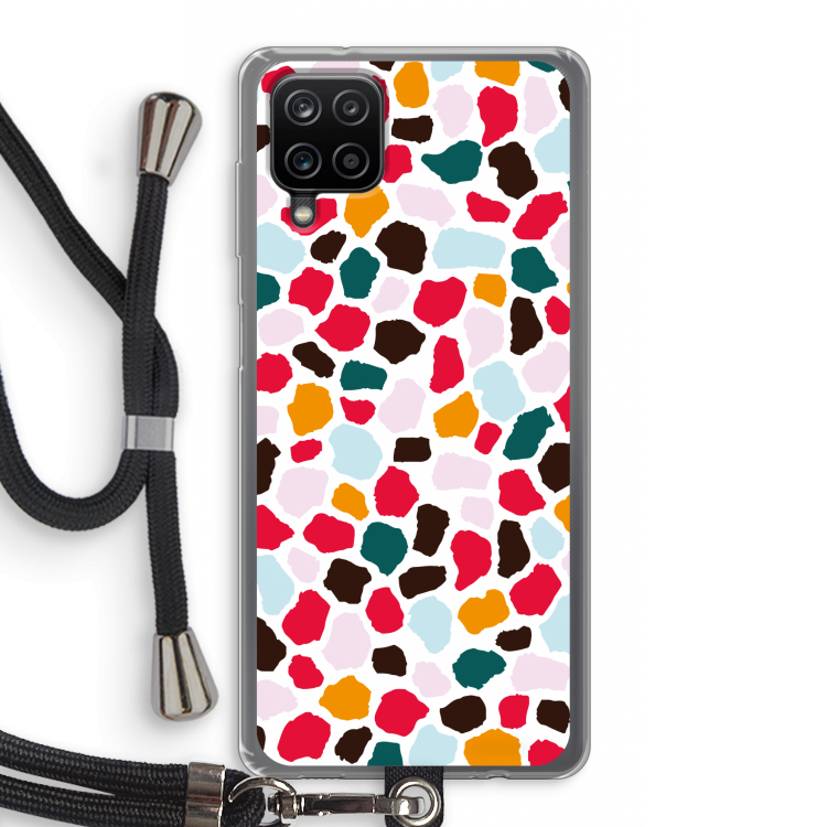Colored Giraffe: Samsung Galaxy A12 Transparant Hoesje met koord