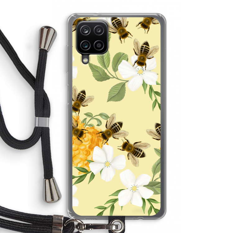No flowers without bees: Samsung Galaxy A12 Transparant Hoesje met koord