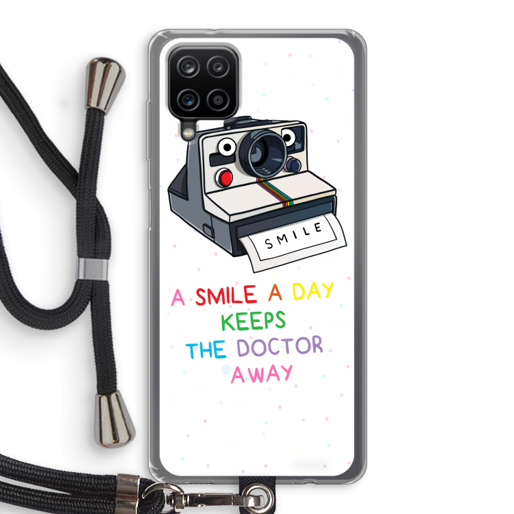 Smile: Samsung Galaxy A12 Transparant Hoesje met koord