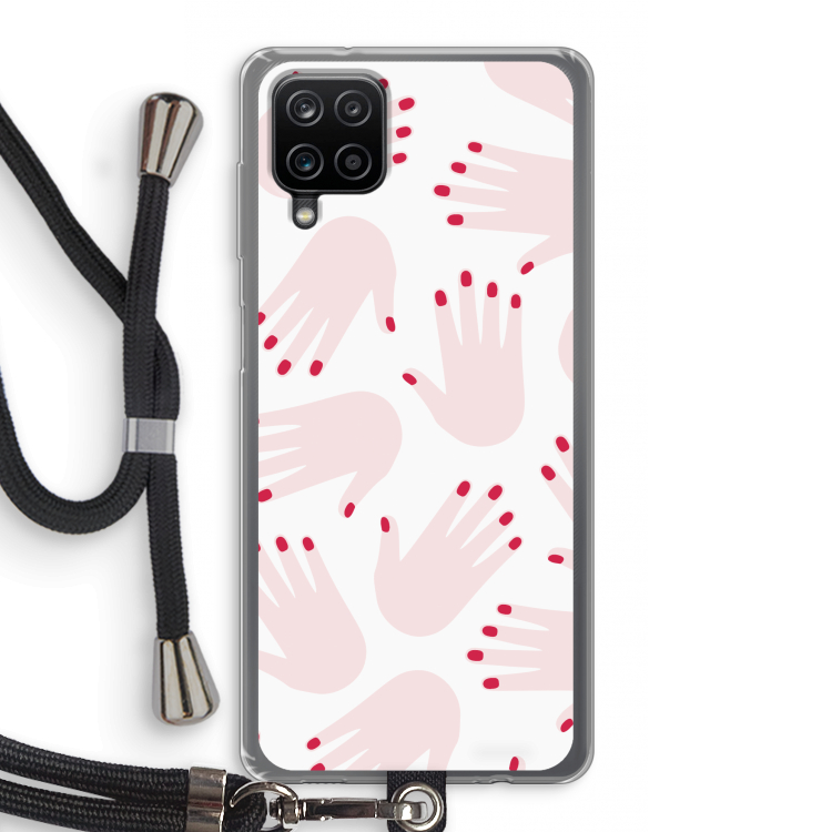 Hands pink: Samsung Galaxy A12 Transparant Hoesje met koord