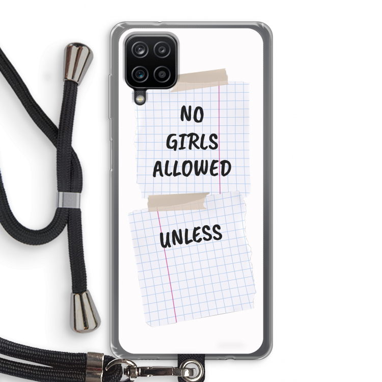 No Girls Allowed Unless: Samsung Galaxy A12 Transparant Hoesje met koord