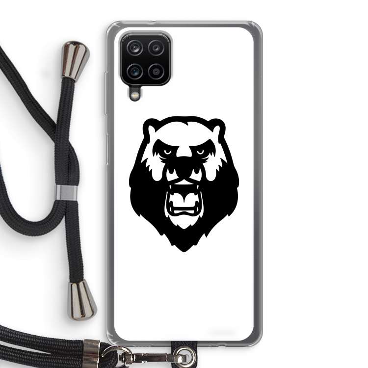 Angry Bear (white): Samsung Galaxy A12 Transparant Hoesje met koord
